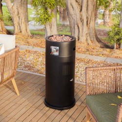 Alva round firepit gas patio heaters with lava stones