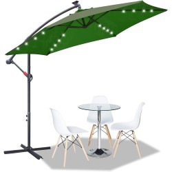 10ft solar led banana hanging cantilever patio umbrellas parasols canopies
