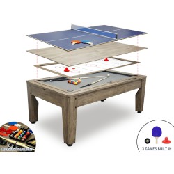 4-in-1 multi game tables with pool, tennis, air hockey, dining table